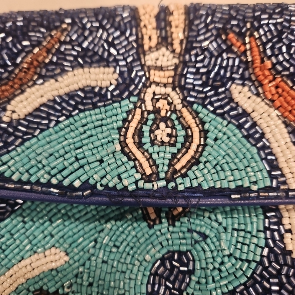 Staud Tommy Bag Beaded Blue Swimmers Shoulder Bag - Picture 2 of 7